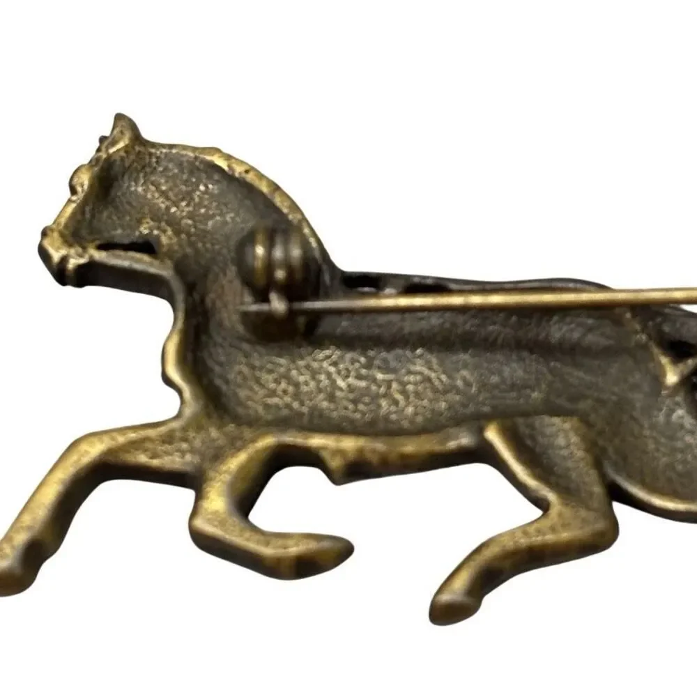 JJ Jonette Gold Tone Vintage Sleigh Ride Brooch